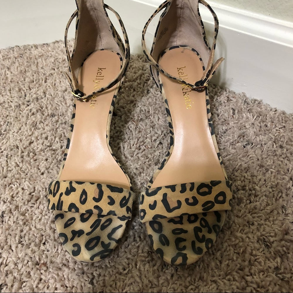 Leopard print ankle strap sandals